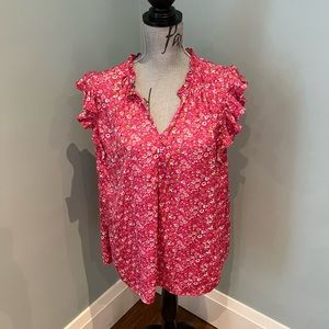 Cupcakes & Cashmere Pink Floral Blouse, XL